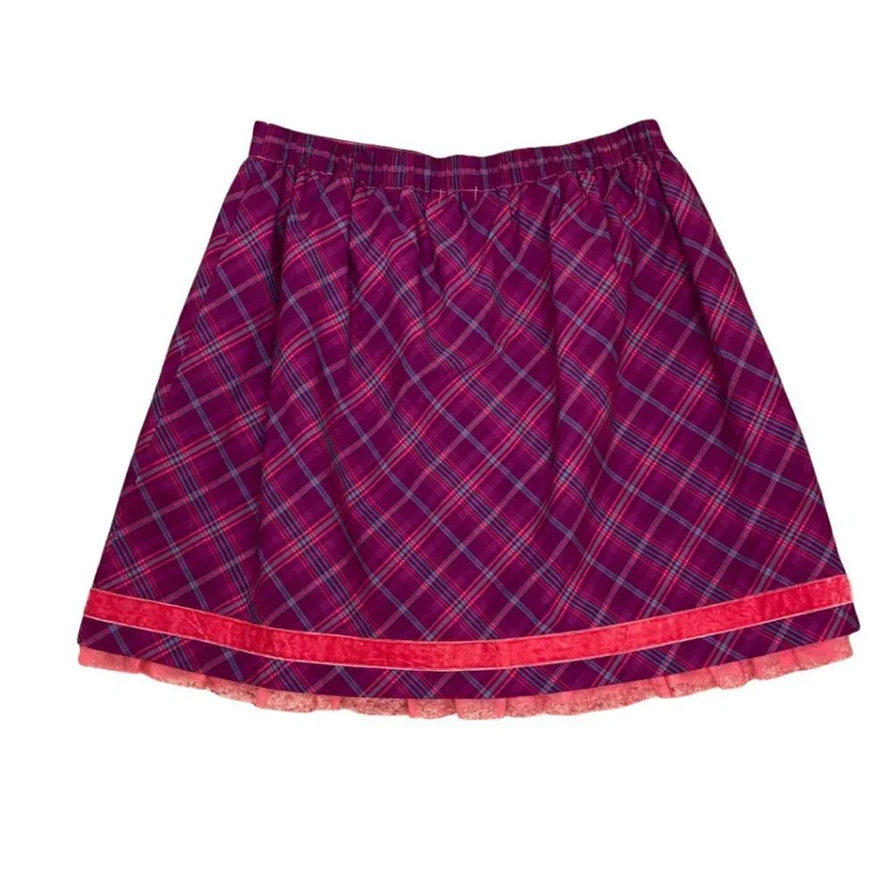 Matilda Jane Tinsley Skirt‎ Sz M Purple Plaid Cotton Tulle Girlhood Coquette